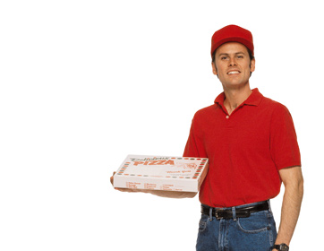 A man delivering pizza