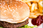 French-fries with a burger